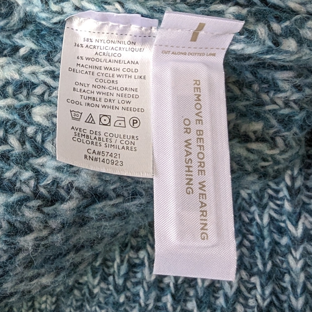 NEW LOFT Ann Taylor Women's XL Open Knit Detail Sweater Blue Marled Long Sleeve - Picture 8 of 11